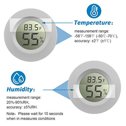Weewooday 8 Pcs Mini Hygrometer Thermometer Digital LCD Monitor Indoor/Outdoor Room Humidity Meter Temperature Gauge for Greenhouse Garden Reptile Incubator Cellar ℉/℃ (White) - size: White