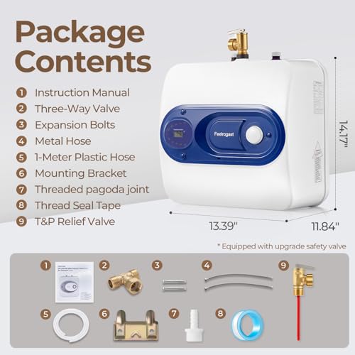 Electric Tank Water Heater, 4-Gallon Under Sink Instant Hot Water Tank，Equipped with Digital Temperature Display for RV, Camper, Kitchen, Food Truck，Wall or Floor Mounted, Blue - color: Blue, style: 4 Gallon