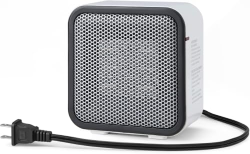 Amazon Basics Ceramic Space Heater, Portable Mini Heater for Office Desk, 500W, With Tip-Over Protection, Lightweight 1.4 lbs, White, 5.9"D x 3.2"W x 6"H (Pack of 10) - size: 5.9 x 3.2 x 6 inches (Pack of 10)