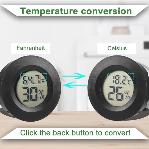 Reptile Thermometer and Humidity Gauge Digtal Terrarium Thermometer 2pc | Circular Bearded Dragon Cage Accessories Reptile Temp and Humidity Gauge for Leopard Gecko Hermit Crab Gecko Lizard Etc - size: Circular