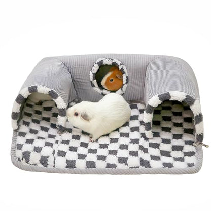 Guinea Pig Hideout Tunnel with Warm Bed for Small Pet 3 Cave Small Animal Tunnel Toy Cages Grey - color: Grey