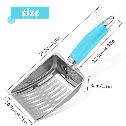 Cat Litter Scoop - Stainless Steel Metal Cat Litter Scoop-Sturdy Mesh Scooper - Mesh Shovel-Easy to Clean - Suitable for Cat Litter Box -Blue-Christmas - color: Blue, size: M