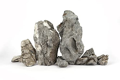 Seiryu Stone Natural Aquascaping Rock 17lb Planted Aquarium Iwagumi | Bluish veined texture; iwagumi aquascape - size: 06 Seiryu Stones(3-11inch,17lbs)