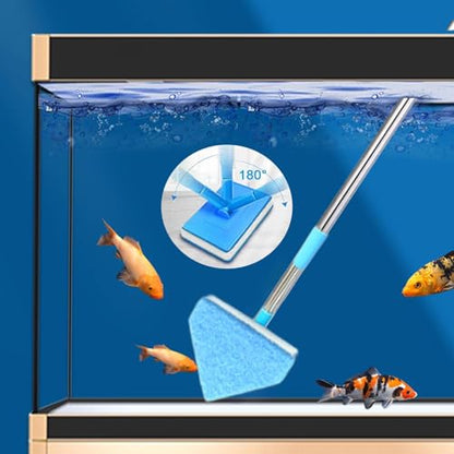 Tank Cleaning Brush,Aquarium Cleaning Tool Portable Convenient to Use 55-95cm Telescopic Handle Lightweight for Tank, Triangle