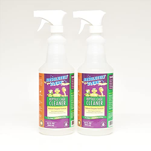 Absolutely Clean Amazing Reptile & Amphibian Terrarium Cleaner and Deodorizer - Just Spray/Wipe - Safely & Easily Removes Reptile & Amphibian Messes - USA Made (32oz Spray Bottle - Save 25%) - size: 32 Fl Oz (Pack of 2)
