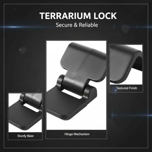 6 Pcs Terrarium Lock, Black Plastic Aquarium Clips, Old Version Reptile Cage Lock, Lid Latch for 0.7 in / 1.7 cm Lid, Fits Terrarium Enclosures