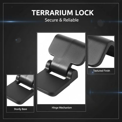 6 Pcs Terrarium Lock, Black Plastic Aquarium Clips, Old Version Reptile Cage Lock, Lid Latch for 0.7 in / 1.7 cm Lid, Fits Terrarium Enclosures