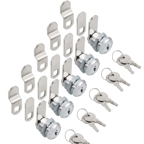 Cabinet Cam Locks Keyed Alike, 5/8” Cylinder Cam Locks for Tool Box RV Compartment Mailbox Vending Machine Drawer File Cabinet, Fits 3/8” Max Panel Thickness, Chrome Finish with 3 Cams and 2 Keys - size: 5/8 Inch