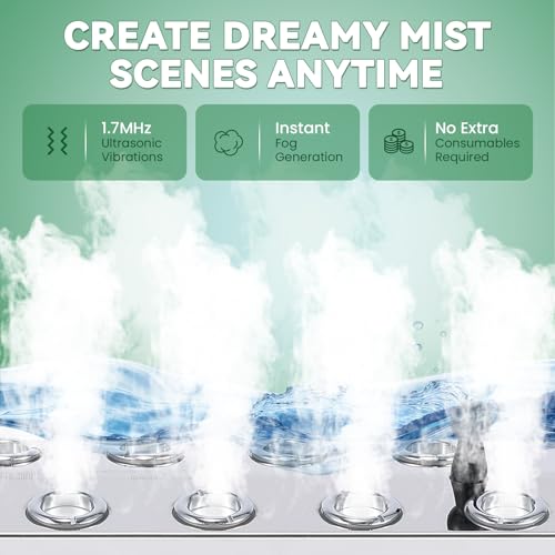 Mxmoonant 12 Head Ultrasonic Mist Maker, 0-8400ml/h Adjustable Mister, 400W | w/Float, for Halloween, Plant Greenhouse Humidify, Pond Decoration, Water Humidifier, Only Water Use, Easy to Install