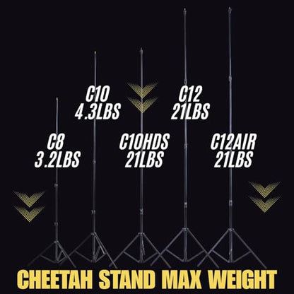 2-Pack Cheetah Stand C8 Auto-Light Stand 8Ft Tall, 6ft Max Weight for Video Lights, Photography and Portraits.