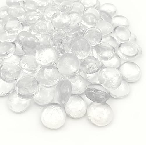Flat Glass Marbles 1 Pound Vase Filler Fire Pit Glass Pebbles for Indoor Plants, Aquarium Fish Tank Decorations, Home Decor, Fire Pit, Landscaping, Arts Crafts (Clear) - color: Clear