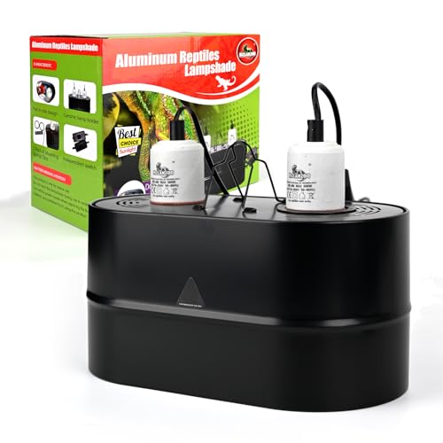 Dual Reptile Light Fixture Deep Dome,Max 150W,UV Lamp Fixture Dual Lamp Cap for Reptiles Terrarium with Two Independent Switches Heat Lighting Lamp Kit.