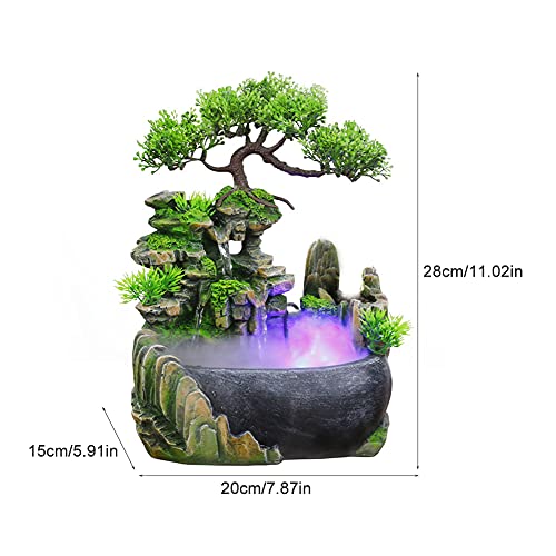 Rockery Stream Tabletop Fountain, Zen Meditation Indoor Waterfall Feature with Automatic Pump and Switch, Desktop Fountain for Home Office Bedroom Decoration(US regulations Include Fog)