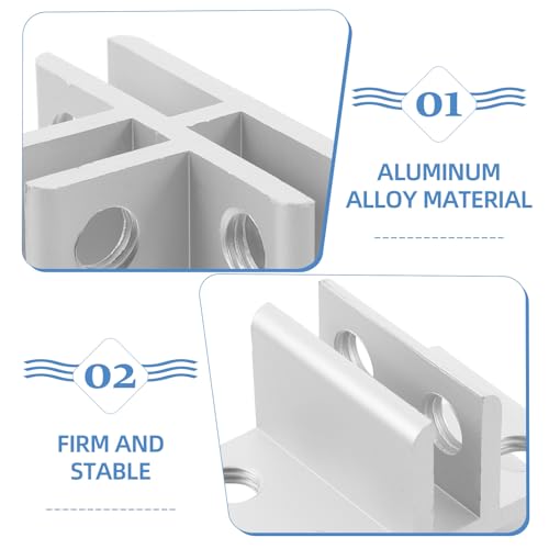 VILLCASE Glass Clamp Alloy Bracket for 5-8mm Glass Shelves Clips, Silver T-Shaped Connector for Aquarium Lid, Terrarium Screen Cover, Fish Tank Fixing and Shelf Support