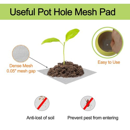 50 Packs 4 Inch Flower Pot Hole Mesh Pad, Plastic Mesh Screen Bonsai Bottom Planter Drainage Hole Grid Mat, Plant Succulent Pot Screens Mat Prevent Soil Loss - color: 50 Pcs, size: Square - 4"