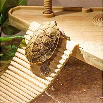 Aramox Turtle Pier Floating Basking, 8 x 6X 7'' Floating Reptiles Floating Pier with Ramp Ladder