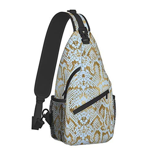 Snake Skin Sling Bag Animal Crossbody Chest Daypack Casual Backpack Women Shoulder Bag For Travel Picnic - color: Snake 02