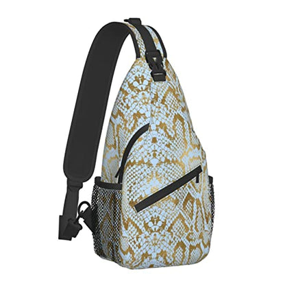 Snake Skin Sling Bag Animal Crossbody Chest Daypack Casual Backpack Women Shoulder Bag For Travel Picnic - color: Snake 02