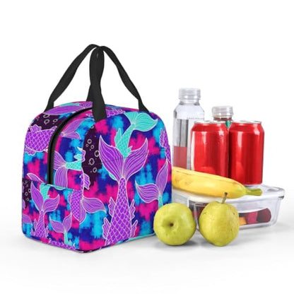 Men Mermaid Tail Print Insulated Lunch Box Thermal | Mermaid Tail Purple, Oxford Leakproof Cooler Bag, Adjustable Shoulder Strap for Camping & Office - color: Pattern (847)