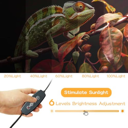 LED UVB Reptile Light with Timer & Dimmer, Adjustable 10.0-20.0 UVA UVB Fixture, Full Spectrum Sunlamp for Bearded Dragons, Turtles, Snakes, Desert & Tropical Habitats, 11-Inch - size: 11 Inch