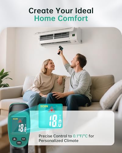 ROOKMAX Infrared Thermometer Gun, Non-Contact Laser, Adjustable Emissivity, Color LCD, -58°F to 1472°F (-50°C to 800°C), for HVAC, Cooking & BBQ, Automotive, Freezer - Dark Green - color: Color LCD