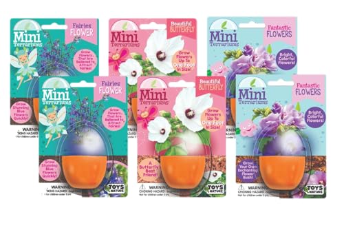 Toys By Nature Mini Terrarium Flowering Bundle, 100% USA Made Complete Starter Kit Includes 2 Each of Lobelia, Dixie Belle Hibiscus, Rose of Sharon, Easy to Grow Planting Seeds Just Add Water - color: Flowering Bundle