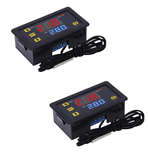W3230 Digital LED Temperature Controller Module Digital Thermostat Switch with Waterproof Probe Programmable Heating Cooling Electronic Thermostat Range from -50℃ to 120℃ (110V 10A ) (2 Pieces) - style: AC 110V