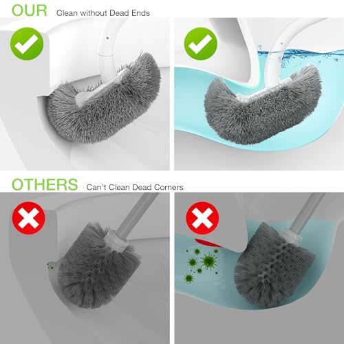 OSCIOSS Bamboo Toilet Brush Set, 2 Pack with Ergonomic Design, Compact Size, Durable Bristles, Wooden Holder for Bathroom Cleaning - color: Natural, size: 2 Pack