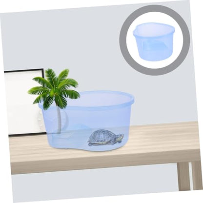 COLLBATH Reptile Feeding Tank Integrated Ramp Transparent Turtle Habitat for Aquatic and Terrestrial Use Design for Easy Cleaning for Turtles and Pets