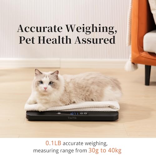 YAUYIK Pet Health Management Set: Digital Pet Scale for Accurate Weighing & Magnetic Feeding Reminder Sticker, Complete Kit to Monitor Your Pet's Diet and Weight for Optimal Health