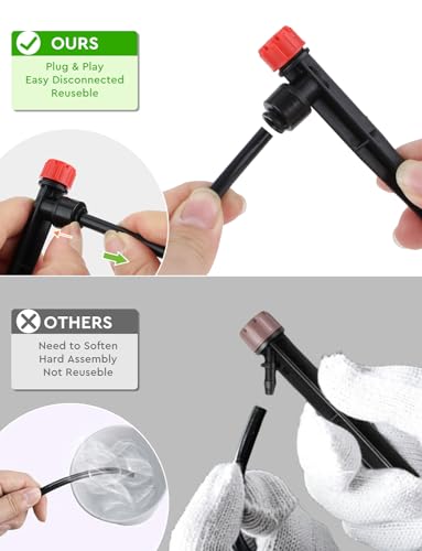 Drip Irrigation System, 40FT 1/2" Mainline & 100FT 1/4" Tubing, with Adjustable Drip Emitters Misting Sprinkler, Efficient Sprinkler System Kit for Flower Bed, Raised Bed, Greenhouse, Lawn