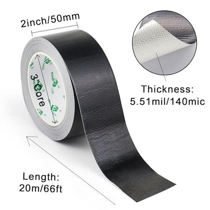 BOMEI PACK Adhesive Black Aluminum Foil Heat Shield Tape Barrier 2in x 66ft, Fiberglass Thermal Insulation Reflective Material High Temp Protection 1Pack - size: 2inch x 66ft