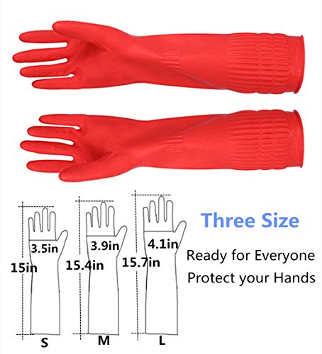 Rubber Cleaning Gloves Kitchen Dishwashing Glove 2-Pairs And Cleaning Cloth 2-Pack,Waterproof Reuseable.(Large) - size: Large