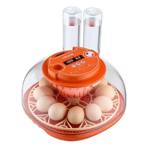 VEVOR 12 Egg Incubator, Automatic Egg Turner with LED Candler, Temperature & Humidity Control, 360° View Clear Window, Poultry Eggs Incubator for Home Farm, Hatching Chicks Ducks Goose Quail - size: 12 Eggs