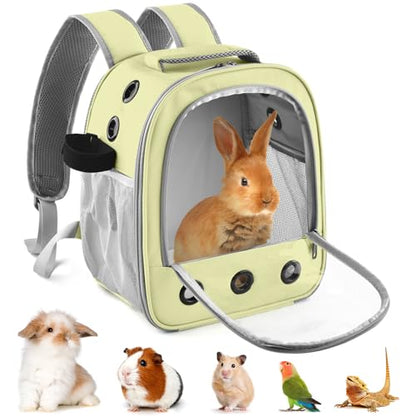 DBNESS Guinea Pig Carrier Backpack, Portable Rabbit Travel Carring Bag for Pet Bunny Chinchilla Bearded Dragon Hamster Parrot Outgoing Pouch Case with Water Bottle Holder & Detachable Pad (Khaki) - color: khaki