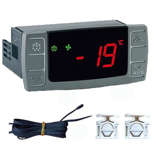 XR03CX-5DACFLS Digital Temperature Thermostat Controller,230V/50-60Hz Compressor Defrost with Probe for Home Commercial Refrigerators Cold Storage