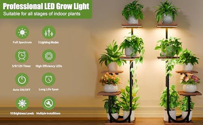 8.6'' LED Grow Light Strips, Full Spectrum 3500K Grow Lights for Indoor Plants, 2 Head with 3/9/12H Timer, 10 Dimmable Levels, Suitable for Seedling, Succulent, Plant Shelf and Greenhouse, 1-Pack - color: 2 Head 1 Pack