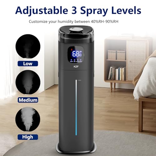 Large Humidifier for Bedroom, 9L/2.5Gallon Ultrasonic Cool Mist Humidifier with Humidistat, 360°Nozzle, 350ML/H Big Mist Level, Suitable for Kids Room Livingroom Yoga Office Plant (Black, 9, Liters) - color: Black