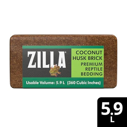 Zilla Coconut Husk Brick, Organic Bedding for Reptiles, Made with 100% Coconut Fiber, Ideal for Tropical Habitats and Egg Incubation, (Pack of 2) - size: One size (Pack of 2)