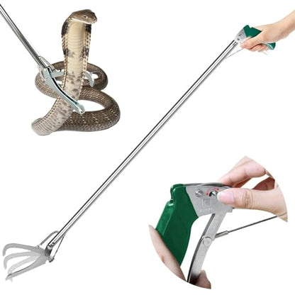 IC ICLOVER 47 Inch Heavy Duty Snake Tongs, Standard Reptile Snake Grabber | Stainless Steel, Wide Jaw Snake Handling Tool, with Locking, Professional Reptile Grabber Rattle Snake Catching Catcher Tool - size: 47"