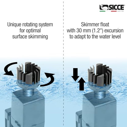 Sicce Shark MINI Aquarium Surface Skimmer 350 up to 40 Gallon Aquariums | 90 GPH Flow Rate Efficient Debris Oil Film Removal Freshwater & Saltwater