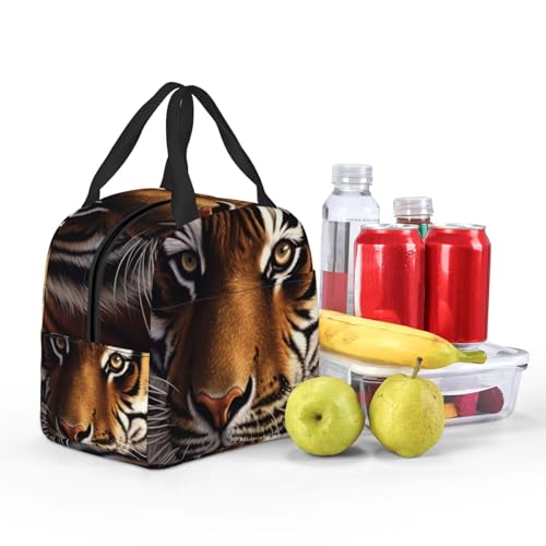 Insulated Lunch Bag Bengal Tiger Lunch Box for Women Men Reusable Leakproof Lunch Cooler Bag for Office Picnic - color: Bengal Tiger