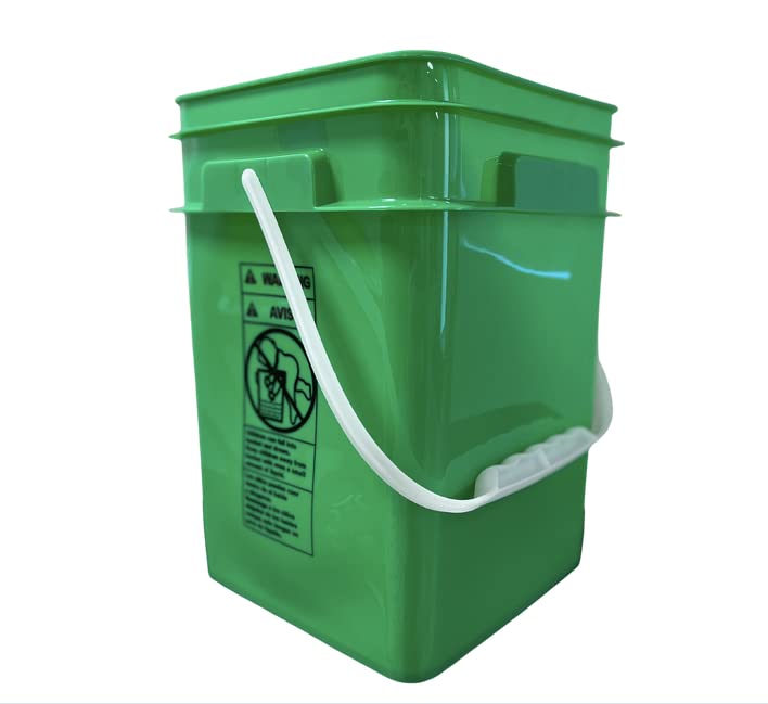 4 Gallon Square Food Grade Bucket Pail with Plastic Handles and Lid (Pack of 3) Made in USA containers (Green) - color: Green
