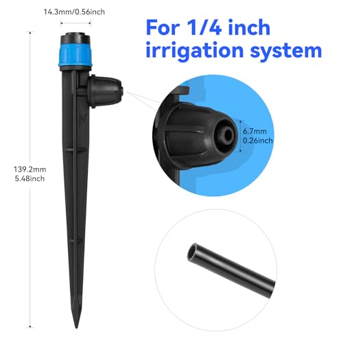 Adjustable 1/4" Drip Irrigation Drippers for Garden Irrigation System,20 PK | 360 Degree Uniform Water Flow,Water-saving Drip Emitters for Garden Plants,Flowerbed,Vegetable Row Irrigation System - size: 20pcs Drip Emitters with Lock Barb