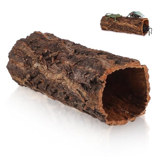 VOSAREA Reptile Shelter Wooden Hollow Tree Trunk Hideout for Gecko Lizard Spider Turtle Tank Hideouts Terrarium Decor Climbing Habitat
