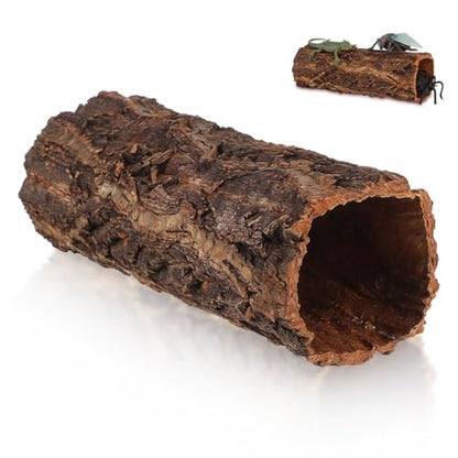 Garneck Reptile Hideout Gecko Hide Cave Hollow Log: Wood Tree Trunk Shelter for Snakes Lizards Hermit Crabs Turtle Terrarium Decor Habitat House Naturalistic Enclosure Accessory