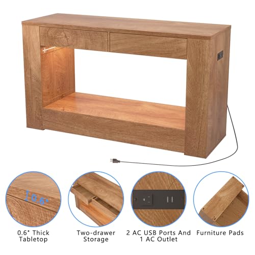 48" Aquarium Stand for 55–75/90 Gallon Tank,Heavy Duty Fish Tank Stand up to 1000 LBS,Aquarium Stand with Power Outlet & LED Light,2-Tier Turtle Reptile Tank Stand with Storage,Natural