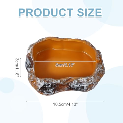 Reptile Food Bowl, Reptile Feeding Dish Corner Bowl Water Resin Rock Worm Feeder Dish XS (4.1 in, Orange), Intended for Lizards/o/Scaled Pet/Leopard o/Spiders - color: Orange, size: 4.1 In