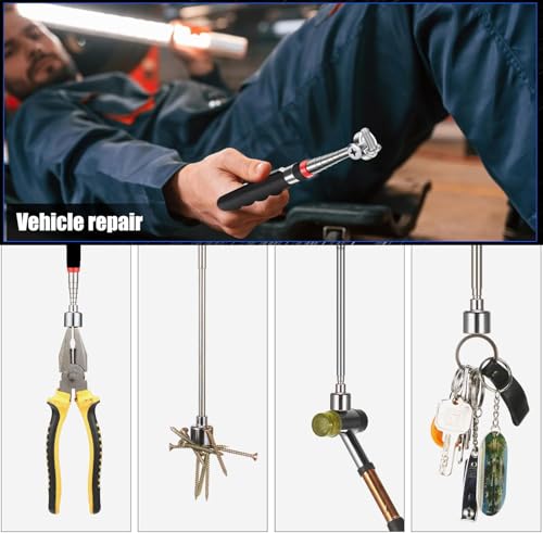 Magnetic Pickup Tool and Grabber Set, 35-inch Flexible Claw, 30-inch Telescoping Magnet with 20lb Pull Force - size: 28 inch