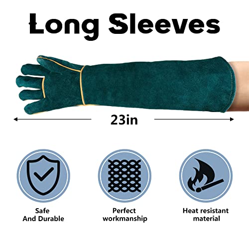 Animal Handling Gloves Bite Proof with 40inch Collapsible Snake Hook,Suitable for Falcon Dog Cat Bird Reptile Snake